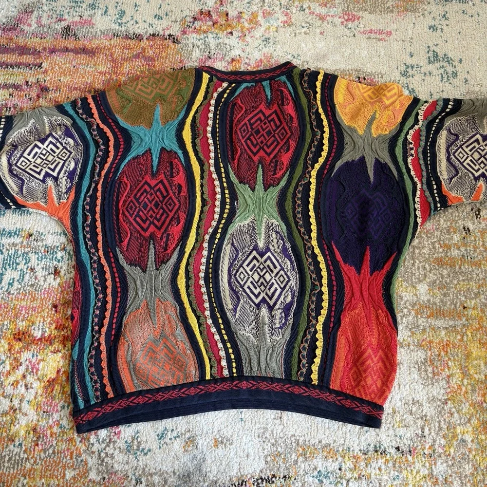 Vintage 90s Coogi Australia 3D Knit Crewneck Sweater Multicolored Size XL